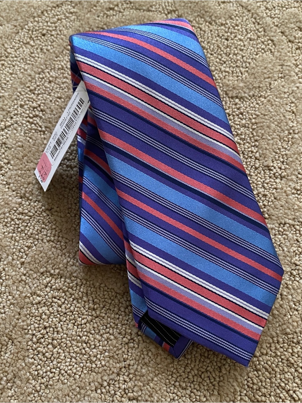 Ted Baker Tie Mens One Size Purple Stripe 100% Silk Woven Made In Italy Necktie